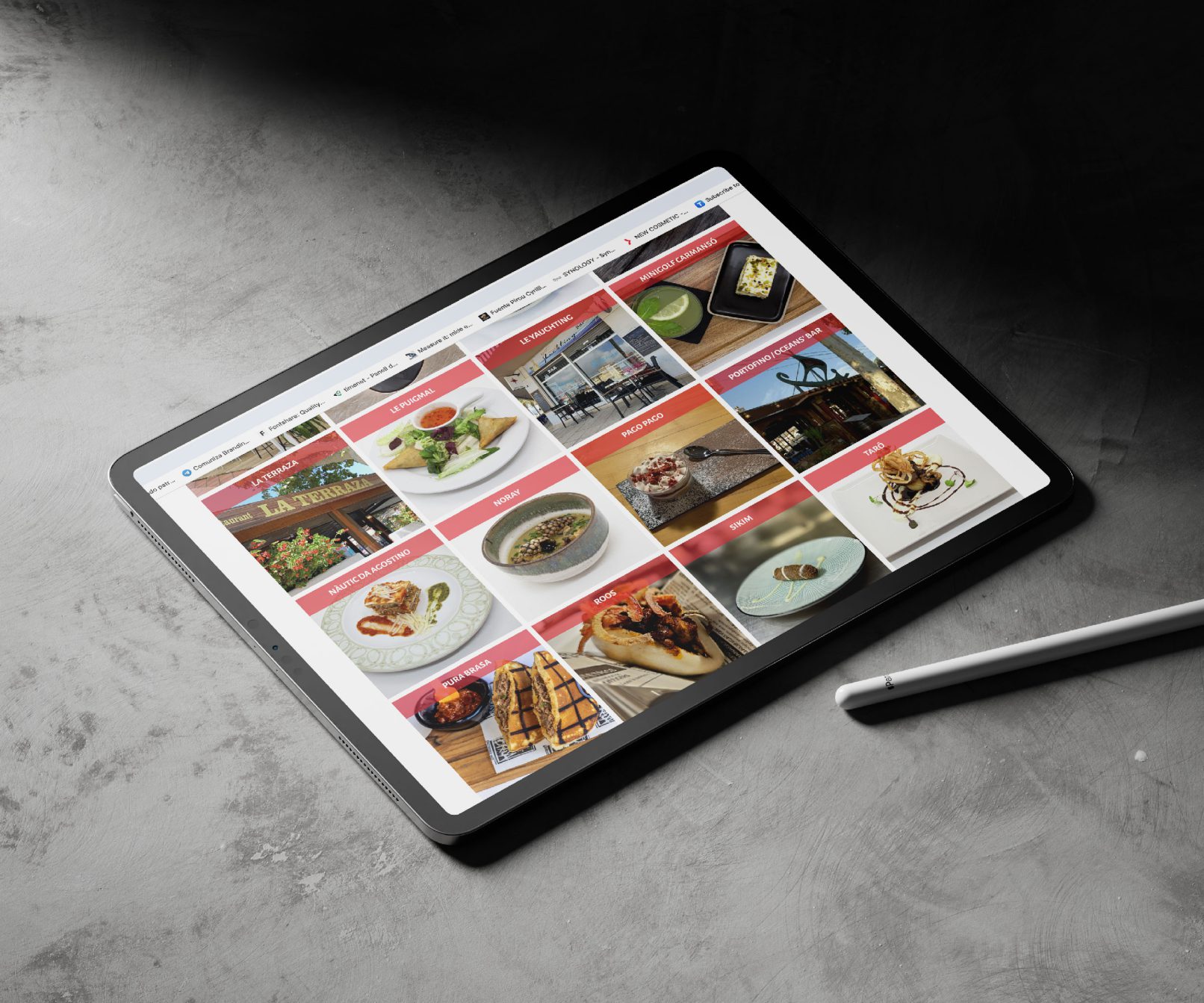 Mockup de la web d'EmpuriaTApes en una tablet