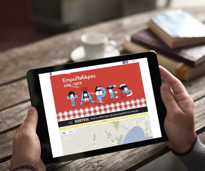Mockup de la web d'EmpuriaTApes en una tablet
